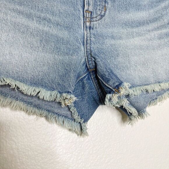 Madewell Perfect Jean Short Size 26 Balsam Wash Cut Off Denim Frayed Stretch - Picture 9 of 13